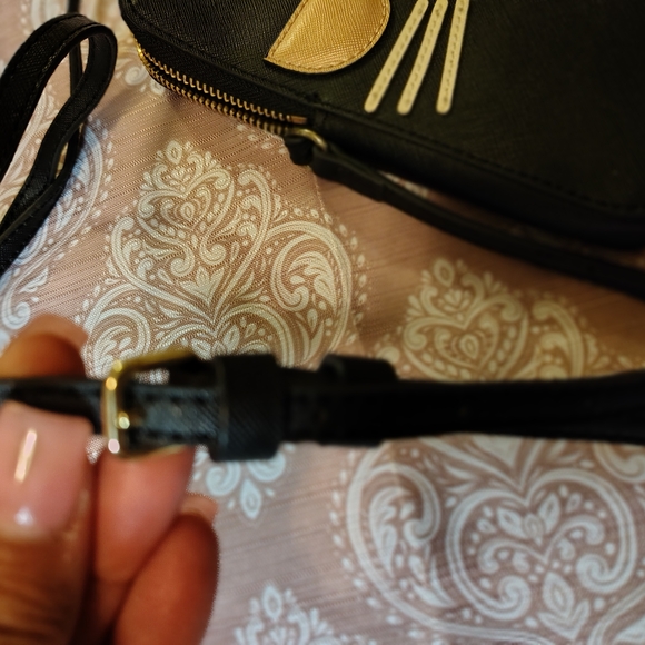 Karl Lagerfeld Black and Gold Cat Phone Crossbody Bag - Picture 7 of 8